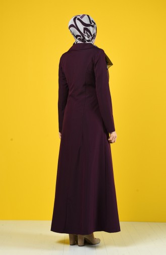 Geknöpftes Hijab Mantel mit Tasche  3169-02 Zwetschge 3169-02