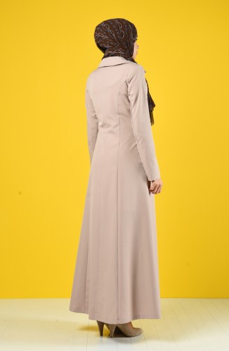 Geknöpftes Hijab Mantel mit Tasche 3169-03 Nerz 3169-03