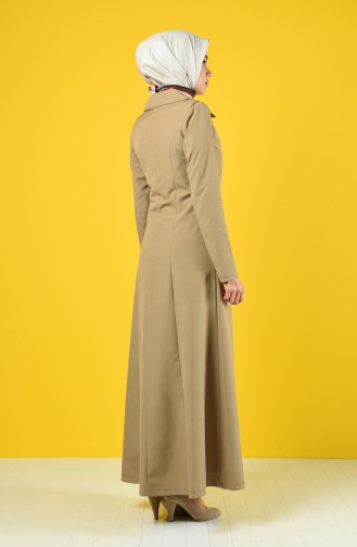 Geknöpftes Hijab Mantel mit Tasche  3169-04 Beige 3169-04