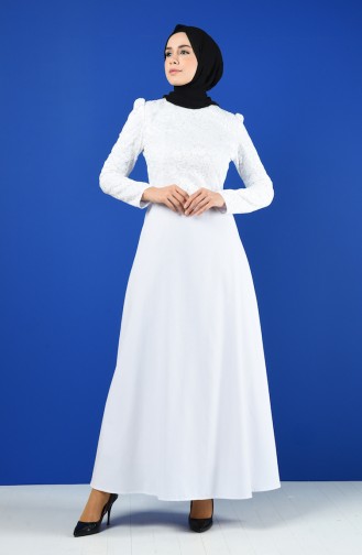 Lace Coated Dress 3164-02 White 3164-02