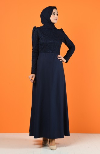 Lace Coated Dress 3164-03 Navy Blue 3164-03
