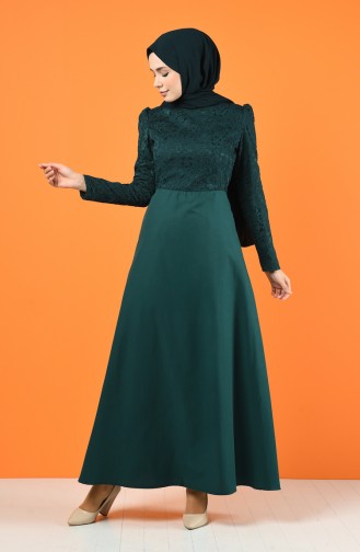 Lace Coated Dress 3164-04 Emerald Green 3164-04