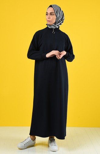 Abaya Sport à Fermeture 201446-01 Bleu Marine 201446-01