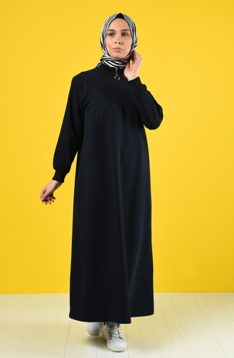 Abaya Sport à Fermeture 201446-01 Bleu Marine 201446-01