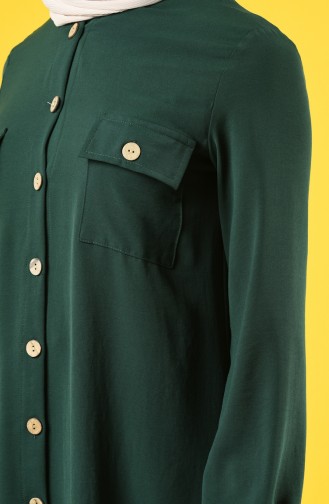 Aerobin Fabric Asymmetric Tunic with Pockets 0081-05 Emerald Green 0081-05