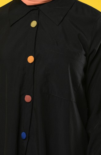 Asymmetric Tunic with Colored Buttons 4700-01 Black 4700-01