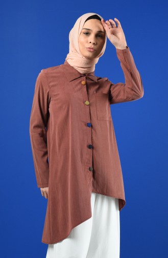 Asymmetric Tunic with Colored Buttons 4700-04 Rose Dry 4700-04