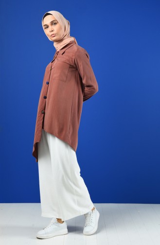 Asymmetric Tunic with Colored Buttons 4700-04 Rose Dry 4700-04