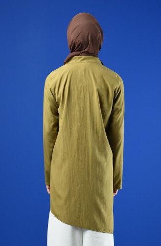 Asymmetric Tunic with Colored Buttons 4700-07 Oil Green 4700-07