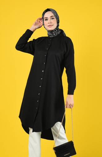 Geknöpfte Tunika mit Raglan-Ärmel 3166-04 Schwarz 3166-04