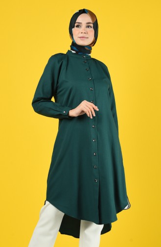 Raglan Buttoned Tunic 3166-06 Emerald Green 3166-06