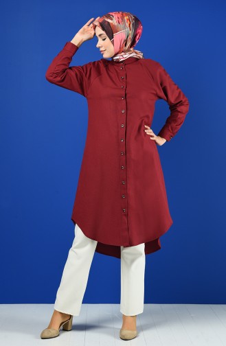 Reglan Kol Düğmeli Tunik 3166-11 Bordo