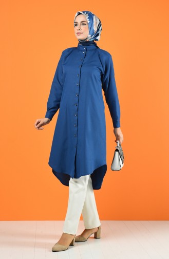 Raglan Buttoned Tunic 3166-12 Indigo 3166-12