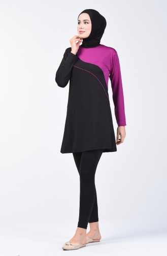 Women s Islamic Swimsuit with Tights 28097 Black Purple 28097