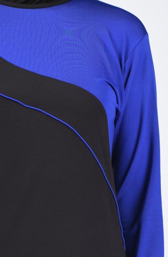 Maillot de Bain Hijab Avec Leggings Pour Femme 28100 Bleu Roi Noir 28100