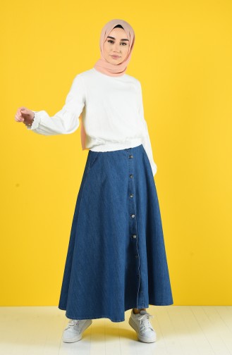 Kolu Lastikli Bluz 8068-01 Beyaz