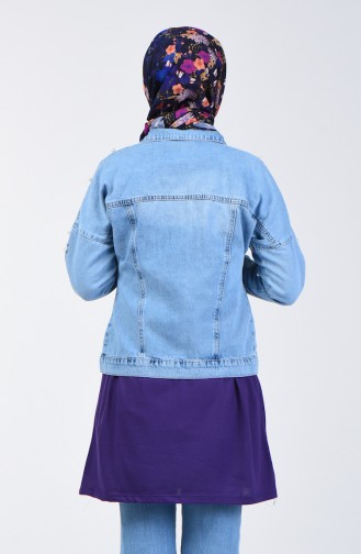 Perlen Jeans Jacke 6092-01 Jeans Blau 6092-01