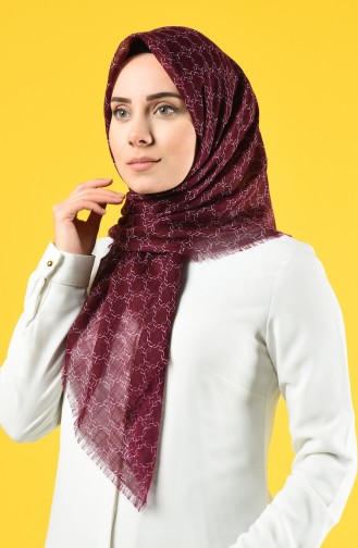 Elmina Patterned Cotton Scarf 888-02 Damson 888-02