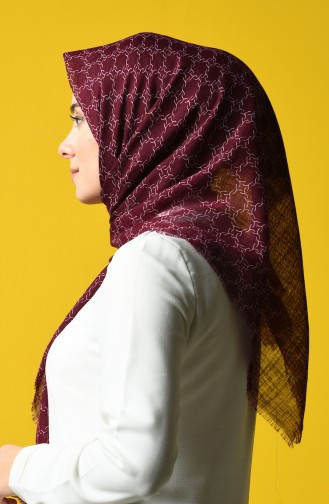 Elmina Patterned Cotton Scarf 888-02 Damson 888-02