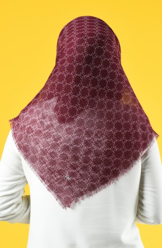 Elmina Patterned Cotton Scarf 888-02 Damson 888-02