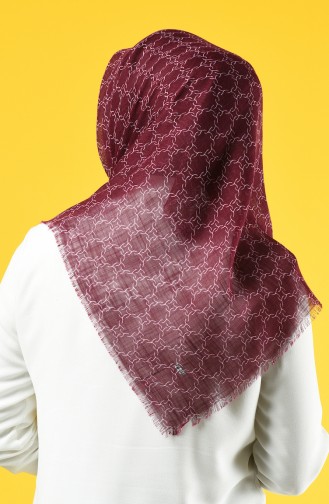 Elmina Patterned Cotton Scarf 888-02 Damson 888-02