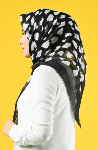 Elmina Patterned Cotton Scarf 894-01 Black White 894-01