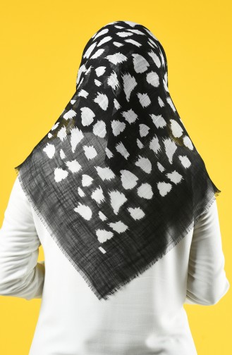 Elmina Patterned Cotton Scarf 894-01 Black White 894-01