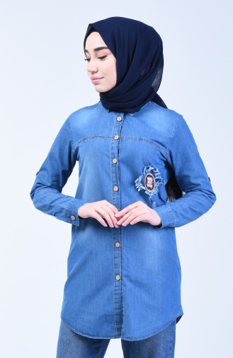 Buttoned Denim Shirt 3011-01 Denim Blue 3011-01