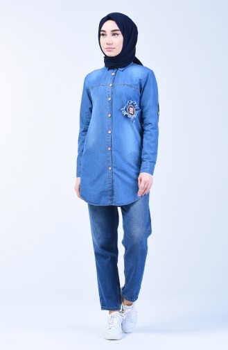 Buttoned Denim Shirt 3011-01 Denim Blue 3011-01