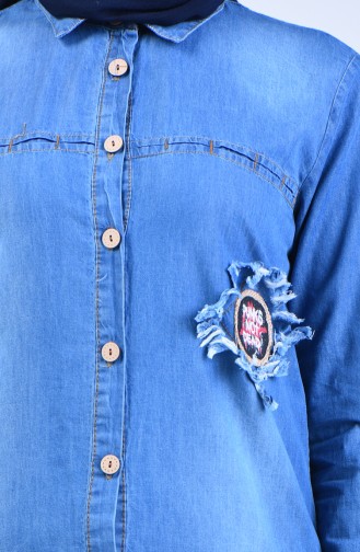 Buttoned Denim Shirt 3011-01 Denim Blue 3011-01