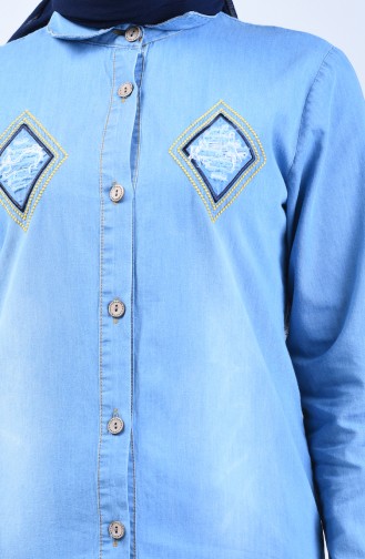 Embroidered Denim Shirt 3012-01 Denim Blue 3012-01