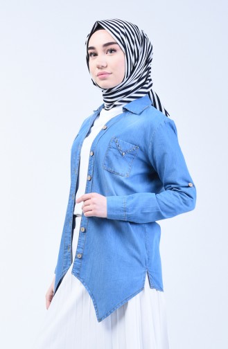 Jeansblau Hemd 3013-01