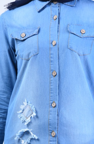 Denim Shirt with Pockets 3016-01 Jeans Blue 3016-01