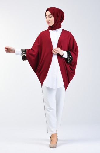 Sequin Detailed Cardigan  11465-02 Claret red  11465-02