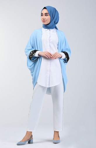 Sequin Detailed Cardigan  11465-07 Baby blue 11465-07