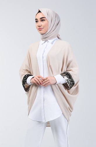 Sequin Detailed Cardigan 11465-08 Beige 11465-08