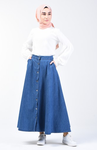 Button Jeans Skirt 3277-01 Navy Blue 3277-01