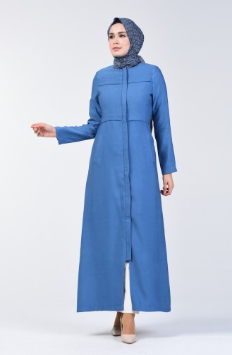 Saisonales Abaya mit Reissverschluss 6825-03 Indigo 6825-03