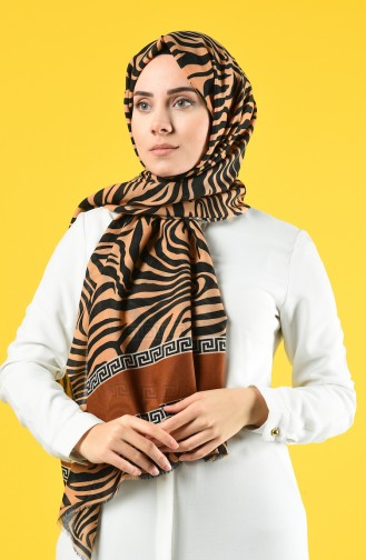 Elmina Patterned Cotton Shawl 660-103 Mustard Black 660-103