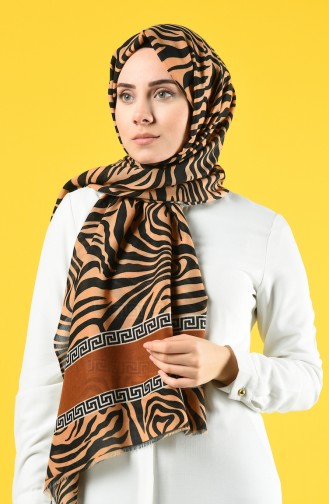 Elmina Patterned Cotton Shawl 660-103 Mustard Black 660-103