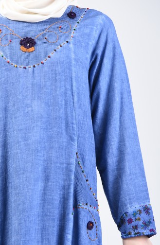 Şile Cloth Beaded Dress 9090-01 Indigo 9090-01