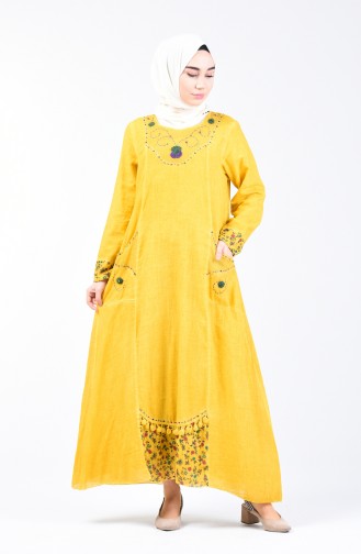 فستان أصفر خردل 9090-02