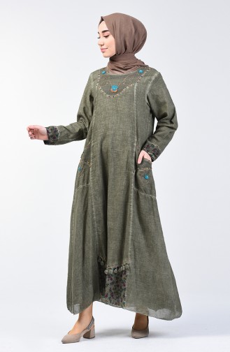 فستان أخضر حشيشي 9090-07
