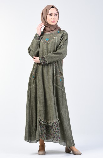 فستان أخضر حشيشي 9090-07