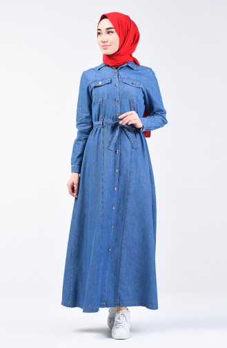 Buttoned Denim Dress 5304-01 Blue Jeans 5304-01