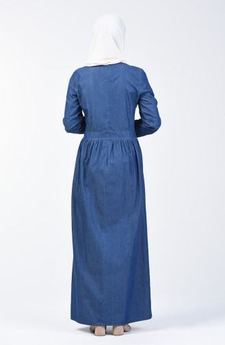 Pearled Denim Dress 9282-01 Navy Blue 9282-01