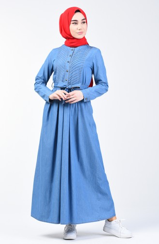 Belted Denim Dress 9284-02 Jeans Blue 9284-02