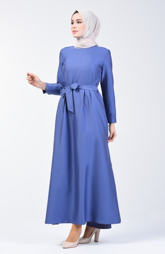 Pleated Belted Dress 60107-01 Indigo 60107-01