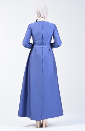 Pleated Belted Dress 60107-01 Indigo 60107-01