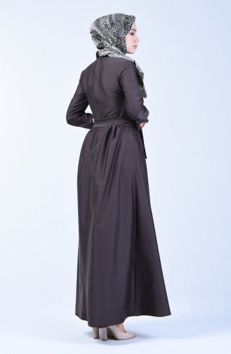 Pleated Belted Dress 60107-02 Dark Brown 60107-02